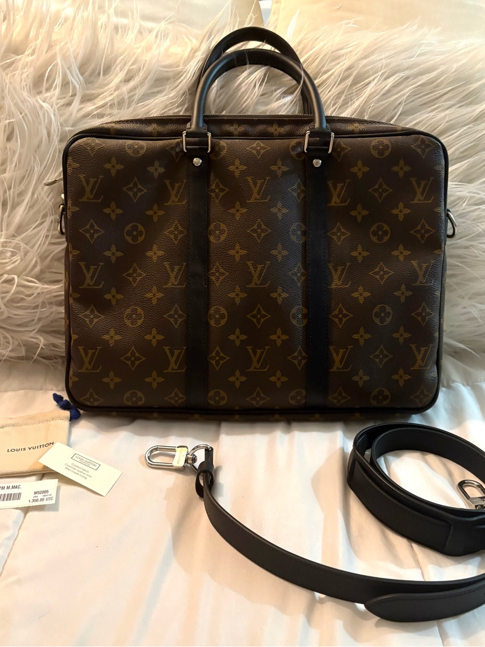 New - Never Used - Louis Vuitton Monogram Macassar Porte Documents Jour